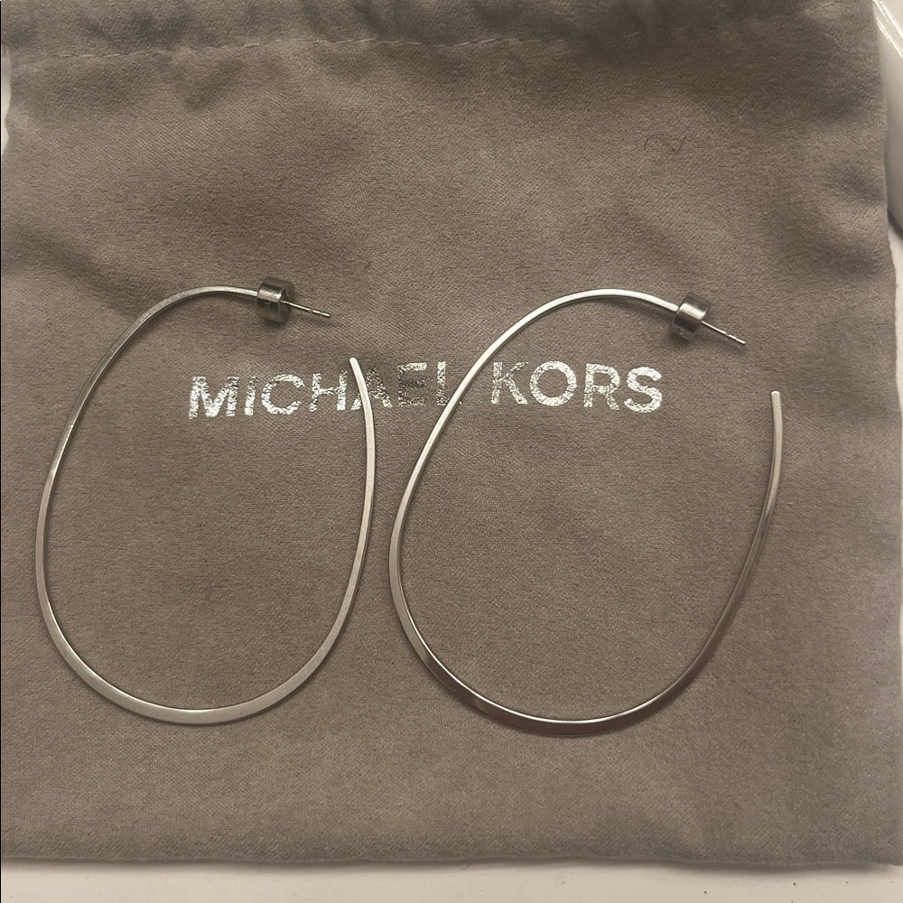 Michael Kors Silver Stainless Steel Hoop Earrings